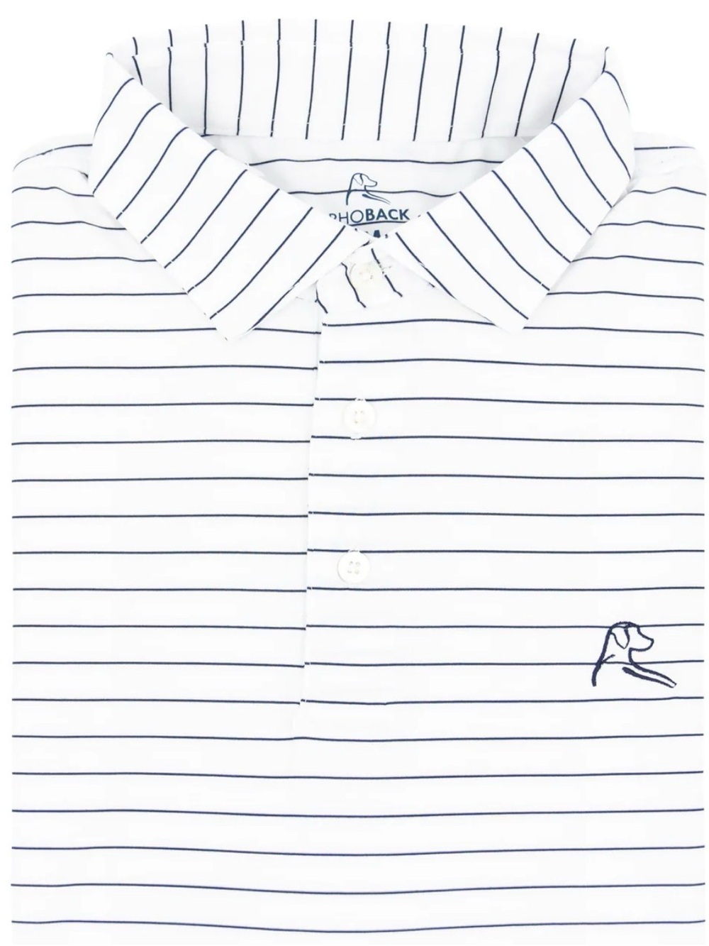 Rhoback White Polo with Navy Pinstripes